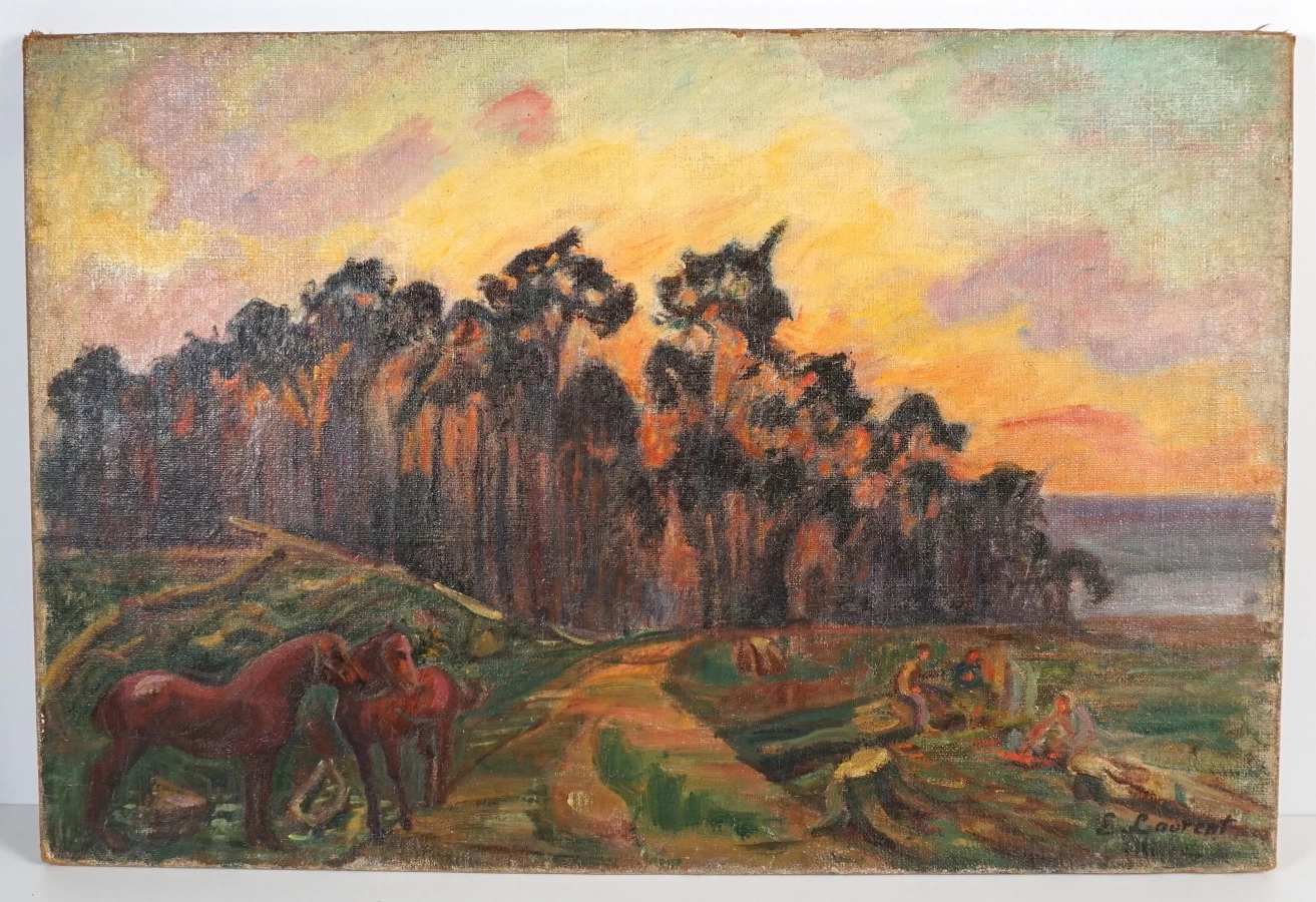 Riposo degli scaricatori portuali, tramonto